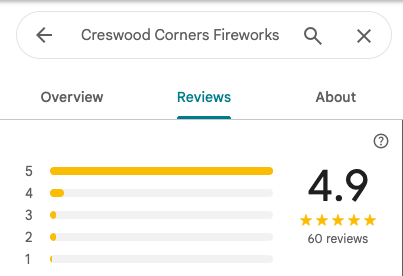 Review breakdown showing overwhelming 5-star reviews driving the 4.9 rating